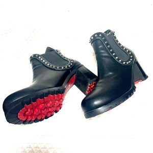 CHRISTIAN LOUBOUTIN ITALIAN MADE SIGNATURE SPIKE STUDDED SHOES SHORT BOOTS, 41
